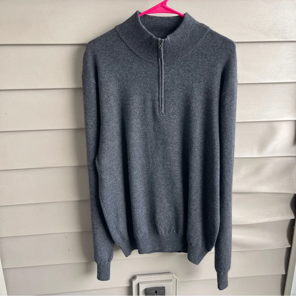 Hanry‎ Mens Cashmere Pullover Sweater Size XL Grey Quiet Luxury Neutral